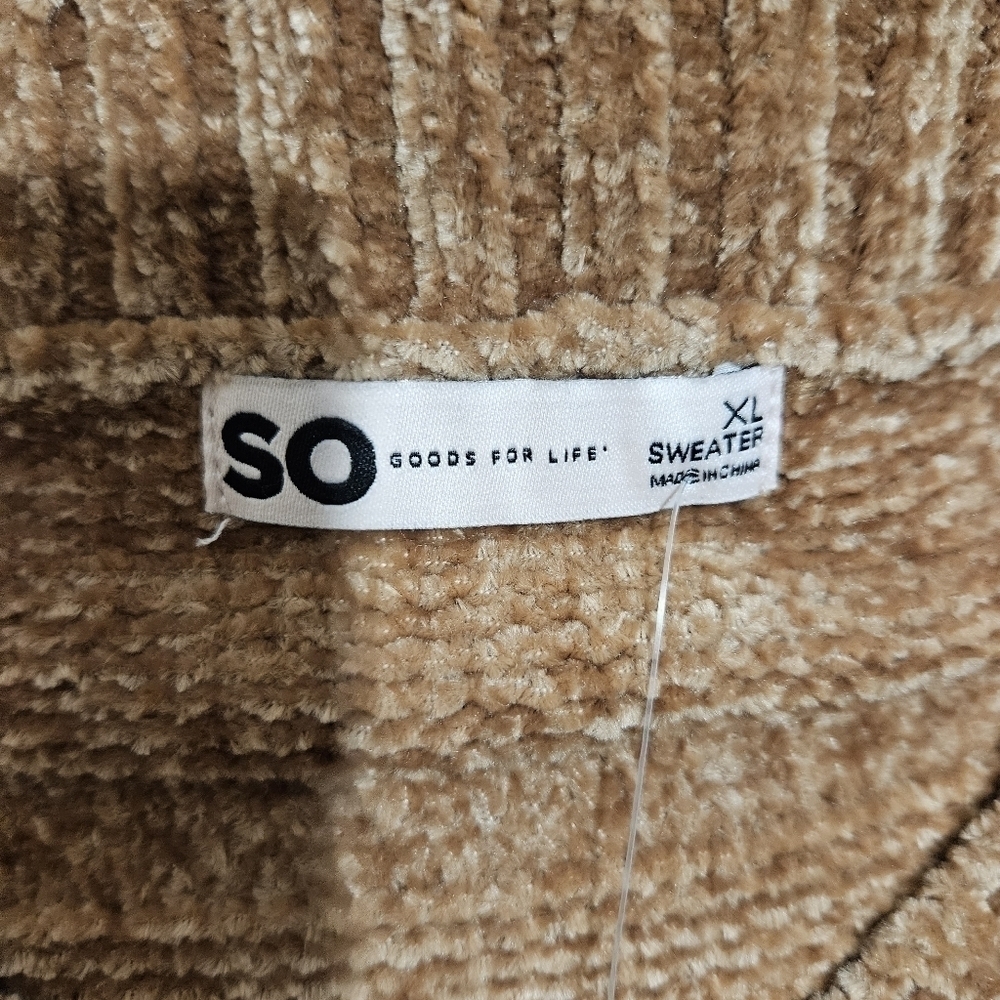SO Caramel Brown V-Neck Chenille Sweater Size XL - Picture 7 of 13